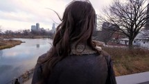 woman overlooking Chicago 
