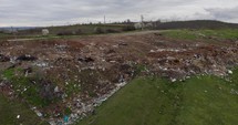 Aerial drone shot of Hill Polluted With Waste 