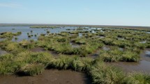 Aerial View Over Marsh on Gulf Coast of Mississippi and Louisiana. 