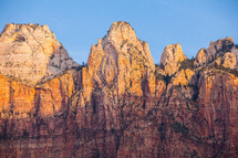 sunlight on red rock mountain peaks