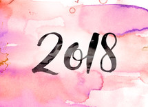 2018 on a watercolor background.