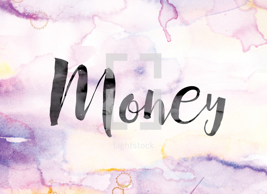 word money on watercolor background 