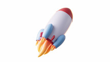 Loop animation of rocket with alpha channel, 3d rendering. This video is in a mov format with alpha channel. The background is transparent. You can put the element on your own background.
