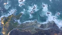 Pacific Ocean washes onto the beautiful seashore of California, on Monterey coast. 
