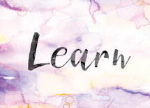 word learn on watercolor background 