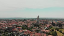 Drone films medieval church in istria Croatia