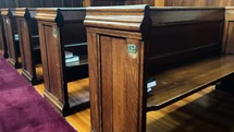 Numbered pews in an old church