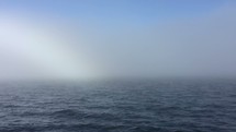 Wave and fog from the ferry.