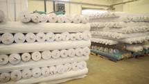 Textile factory. fabric roll. Wide
