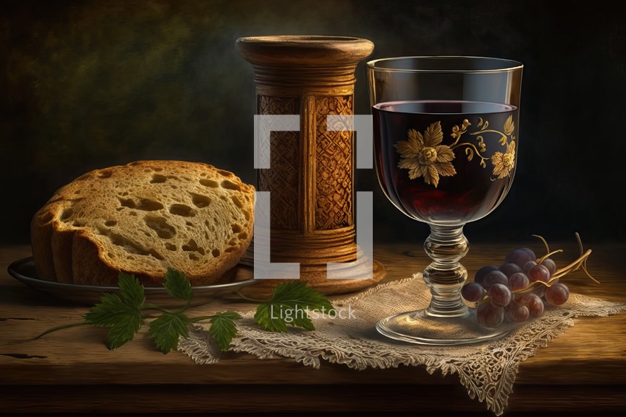 communion bread and wine illustration