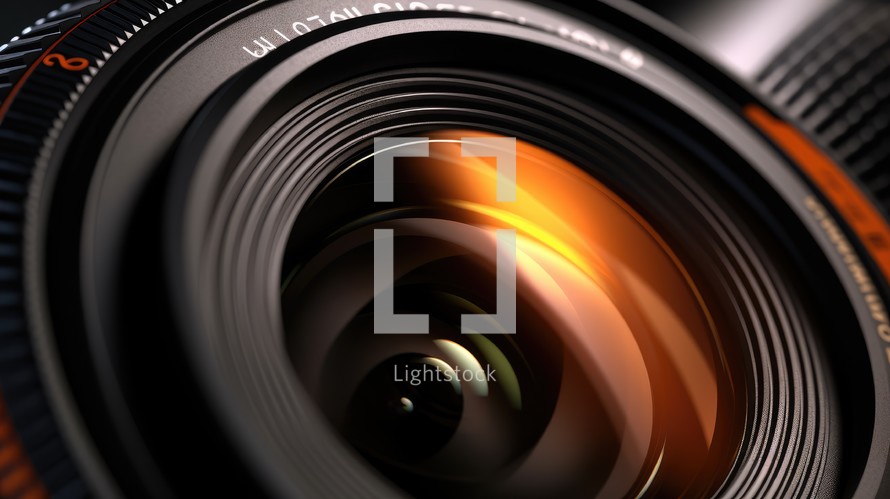 camera lens close-up view Created With Generative AI Technology	
