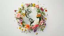 Flowers And Grass Creating The Shape Of The Earth 