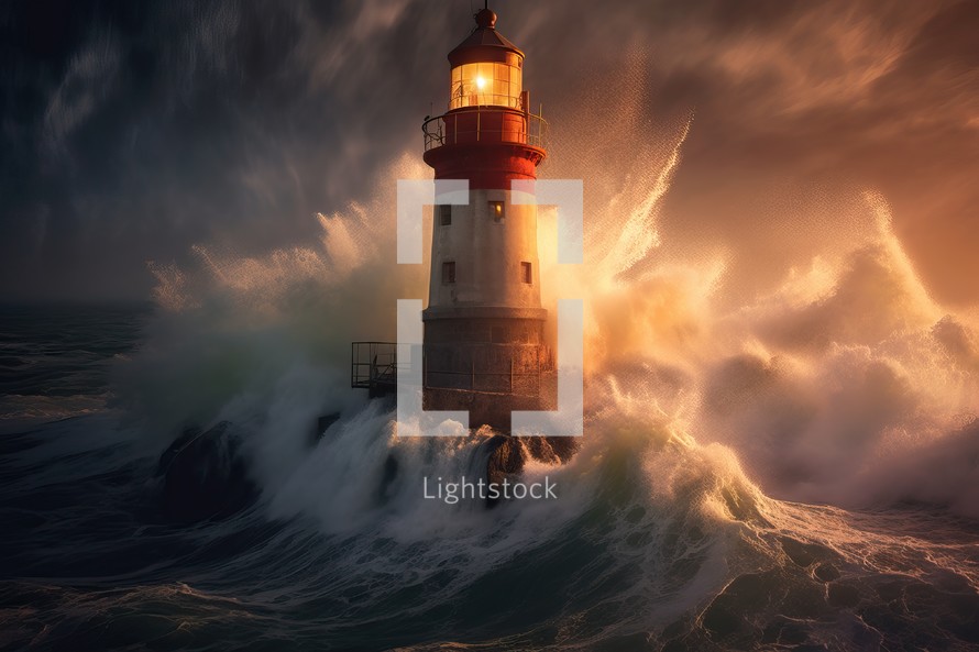 Llighthouse in the Large Storm
