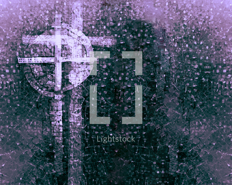 purple and dark green cross design - combo of my cross artwork, AI input and further editing