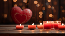red candles lighting a room ready for Valentine's Day 