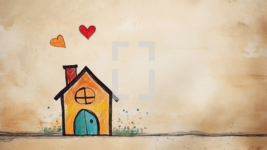 Small house with hearts