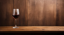 Wine in a glass on rustic background