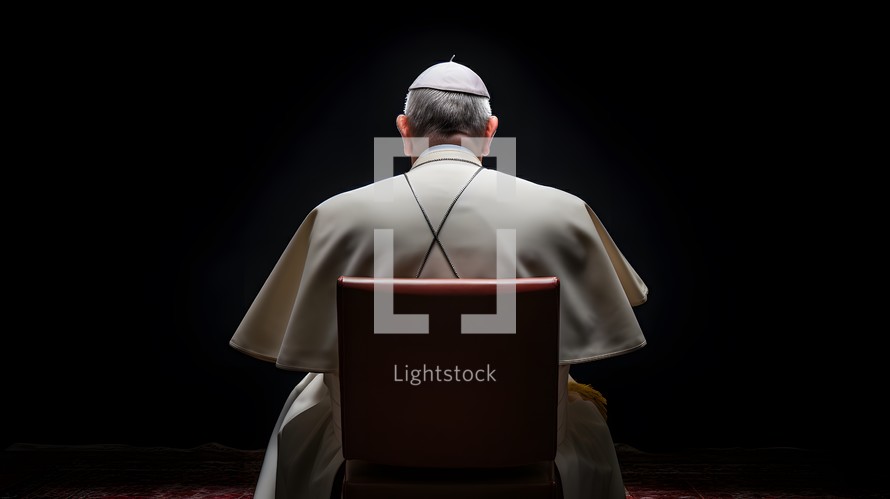 Pope Praying In The Dark 