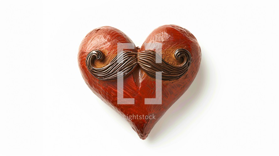 A Heart with a the Mustache On White Background