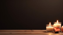 Black background with valentines candles copyspace 