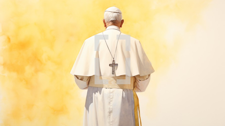 The Pope on a yellow background