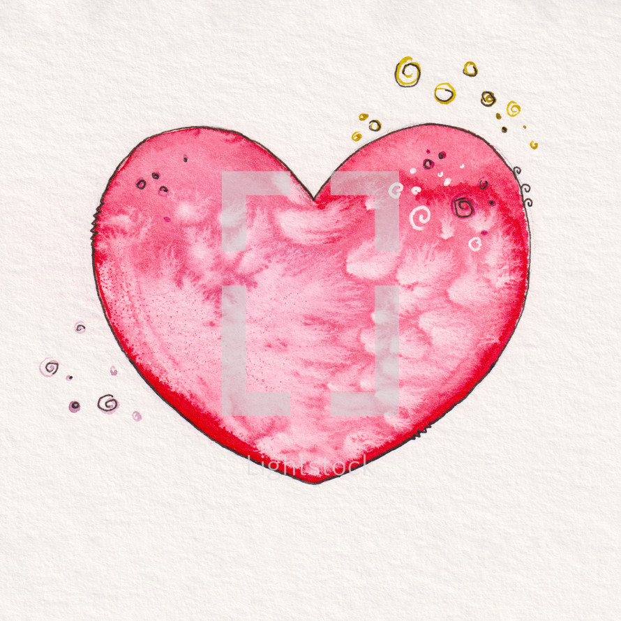 watercolor illustration of a red heart for valentines day