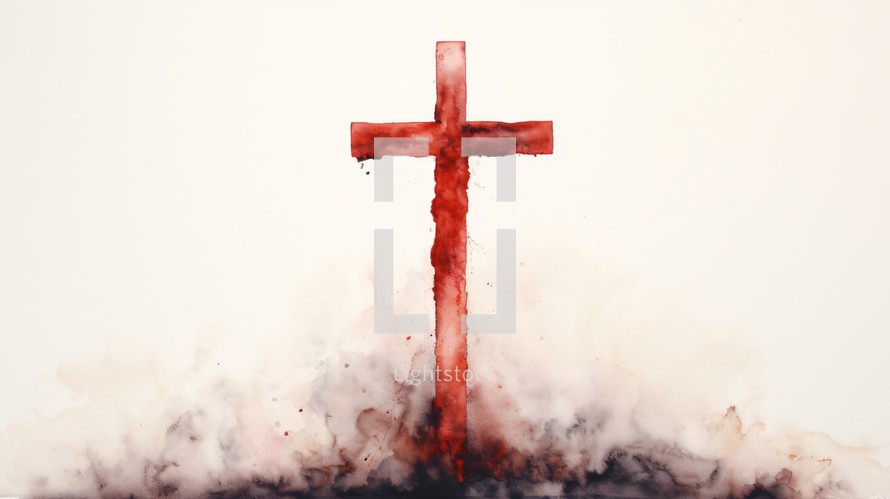 Red watercolor cross