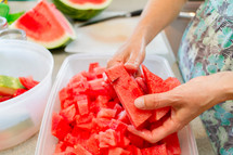 cutting a watermelon 