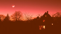 moon in a red sky 
