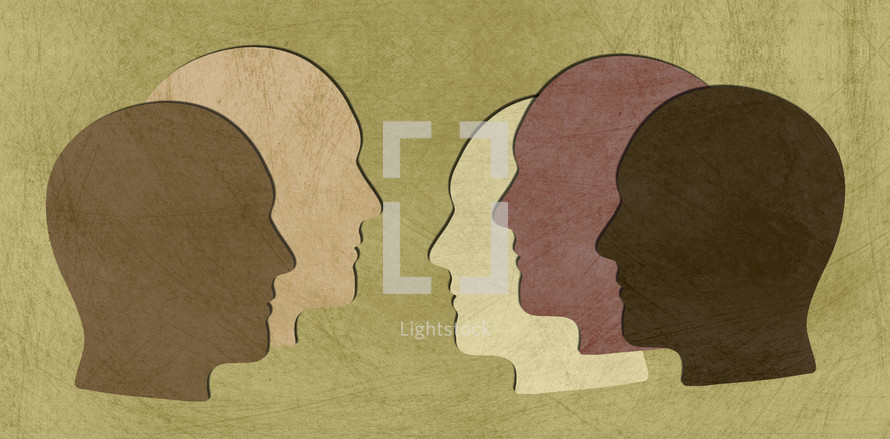 head silhouettes in diverse colors 