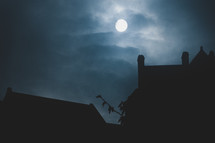 full moon over rooftops in Edinburgh 