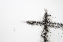 ashes in the shape of a cross 
