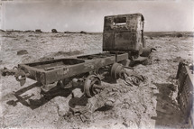 rusty abandoned truck in a desert 