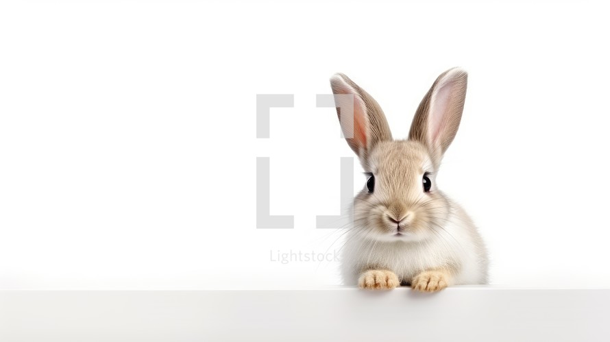 easter rabbit with simple white background top view Created With Generative AI Technology	