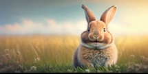 Cute bunny in a meadow for an Easter background