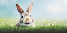 Cute bunny in a meadow for an Easter background