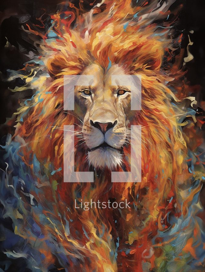 Painting of a majestic lion