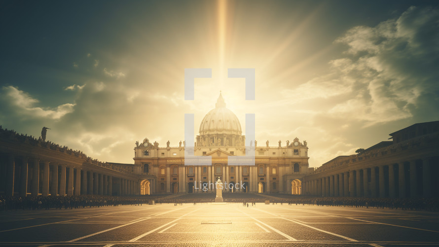 Vatican in rome with god's light on it 