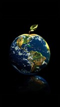 The Apple Shaped Earth In Black Background 