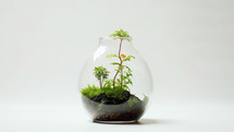 Small ecosystem growing inside a bottle 