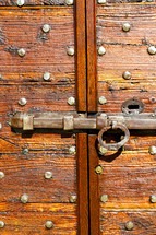 hardware on a wood door 