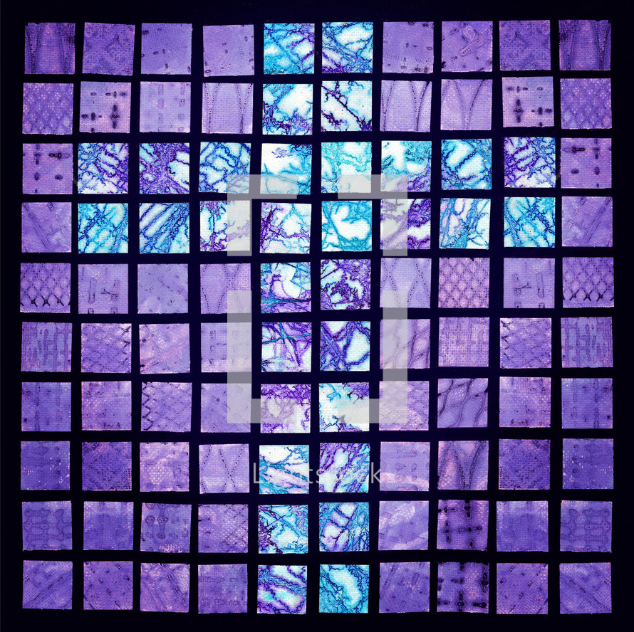 cross mosaic purple and turquoise