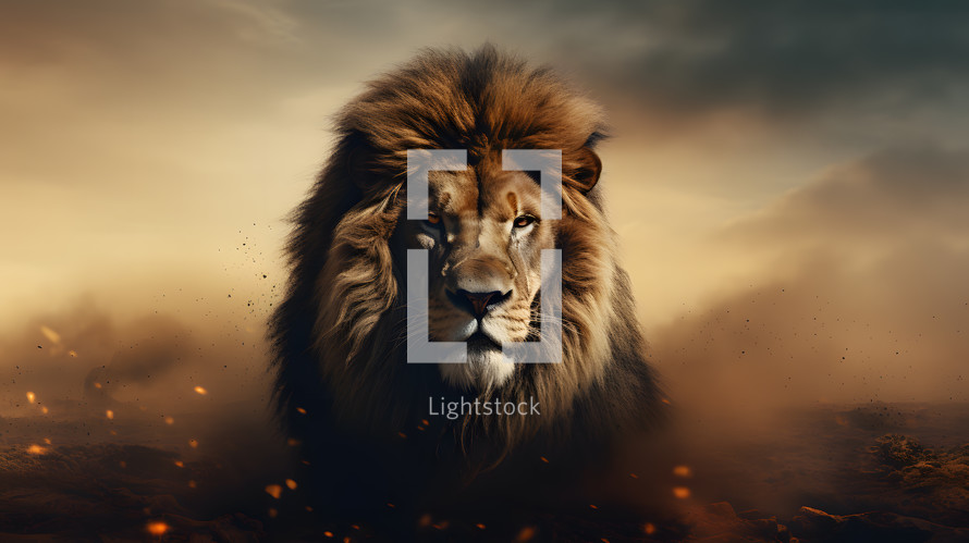 A lion on a a grunge background