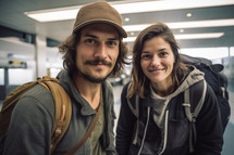 Young Couple at the Airport Traveling for Mission Trip