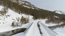 Winter Road With River