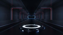 Empty stage in the dark technology tunnel, 3d rendering.
