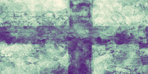 purple and green cross background  - modern distressed style in horizontal format - could be rotated for vertical
