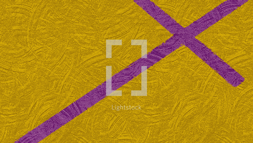 textural purple tilted cross and gold background