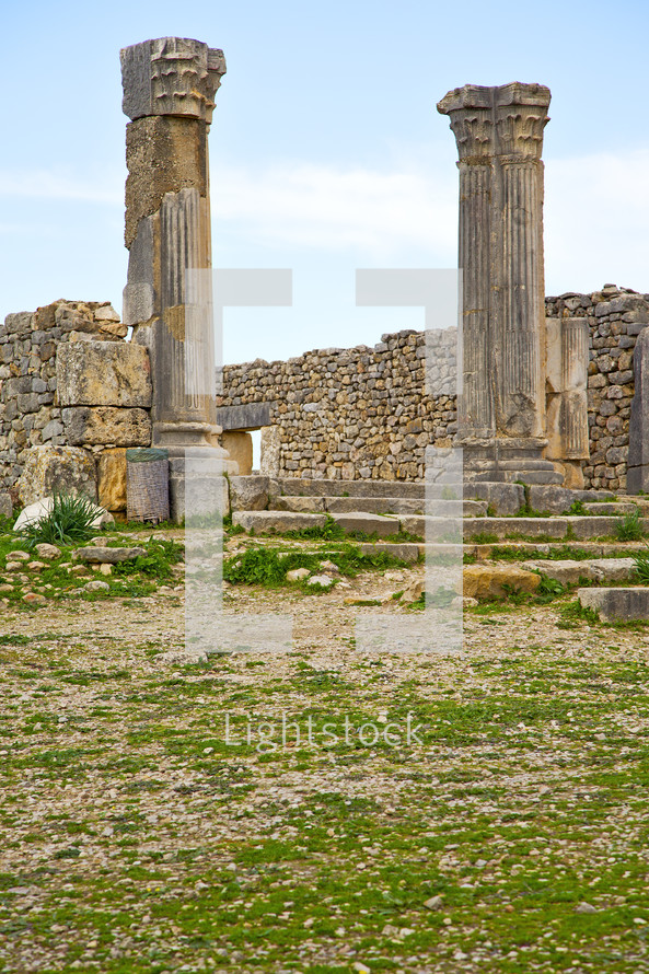 columns in ruins in Morocco 