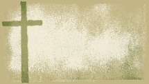 Cross on the left over a textured tan background with empty space for text like worship lyrics, scripture, a quote, announcements... suitable for a worship slide backdrop